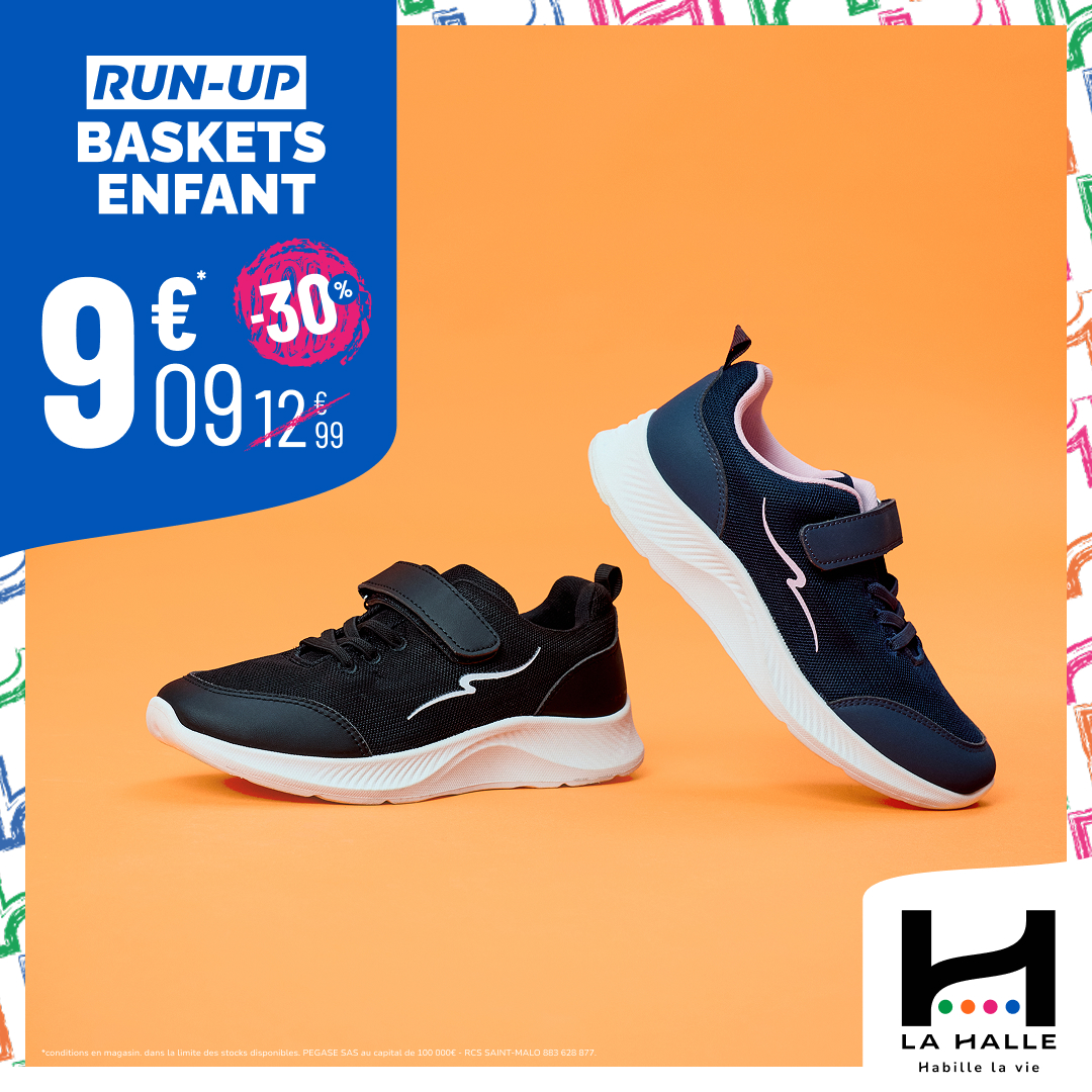 SuperGreen Terville - -30% sur une sélection de baskets chez La Halle ! - baskets run up 1080 x 1080 - 1